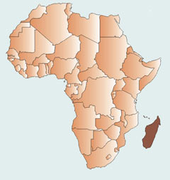 Madagascar next to Africa