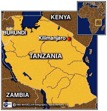 map of Mt. Kilimanjaro