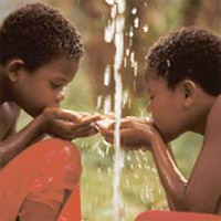 Boys drinking water
